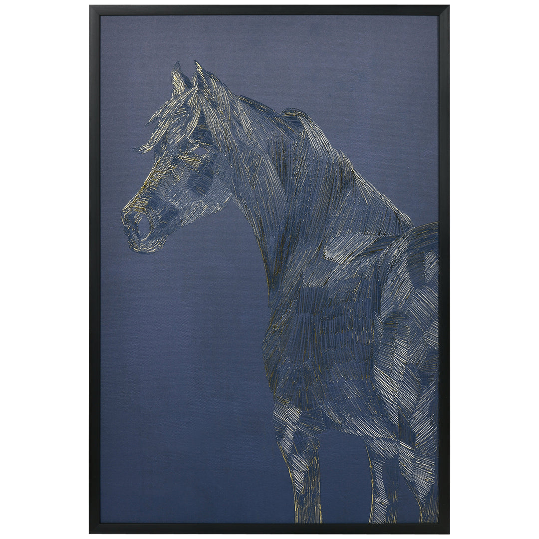 Canvas Wall Art Gold Textured Horse, Wall Picture, 93 x 63 cm
