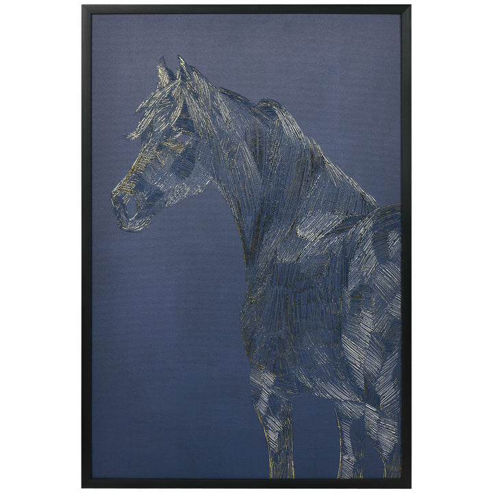 Canvas Wall Art Gold Textured Horse, Wall Picture, 93 x 63 cm