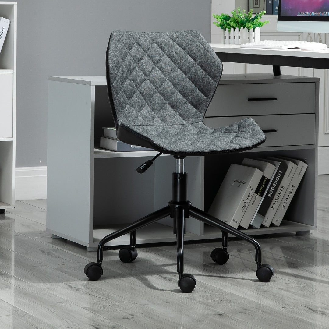 HOMCOM Swivel Chair, Home Office Computer Desk Chair With Nylon Wheels Adjustable Height Linen Grey