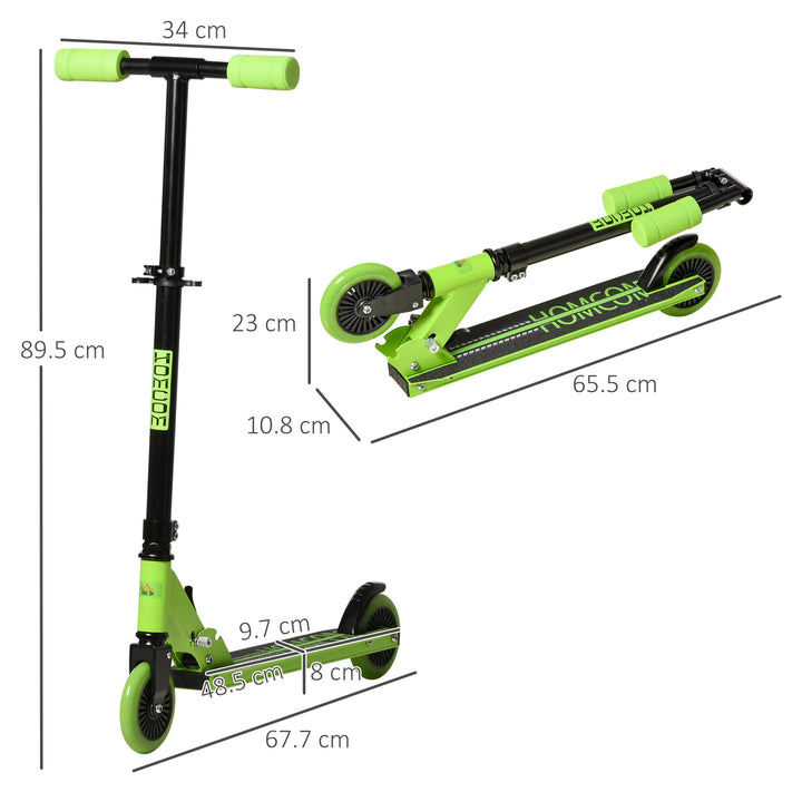 Scooter for Kids Toddler Foldable Kick Scooter with Adjustable Height Brake for Boys and Girls 3-8 Years Aluminium Green