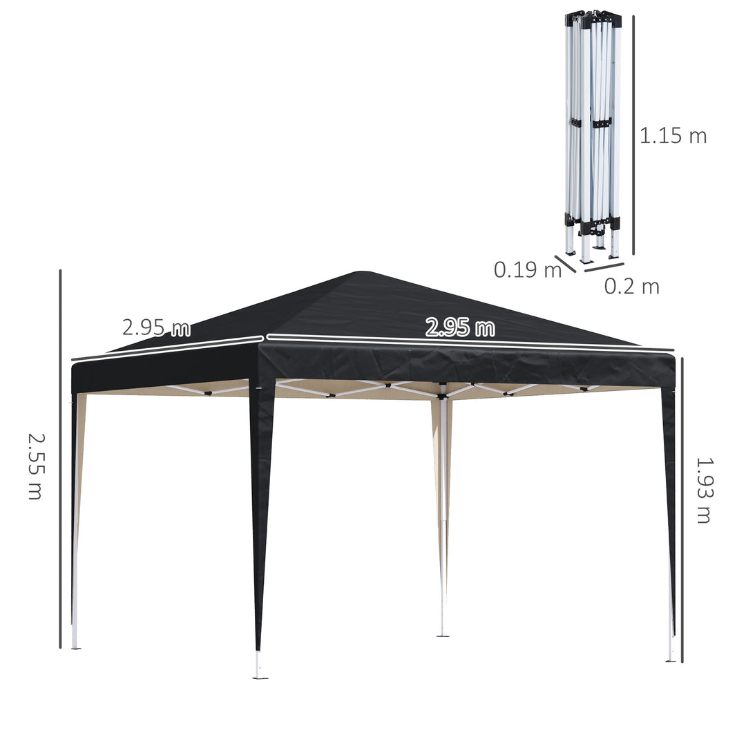 Garden Heavy Duty Pop Up Gazebo Marquee Party Tent 3 x 3m UV Protection - Black