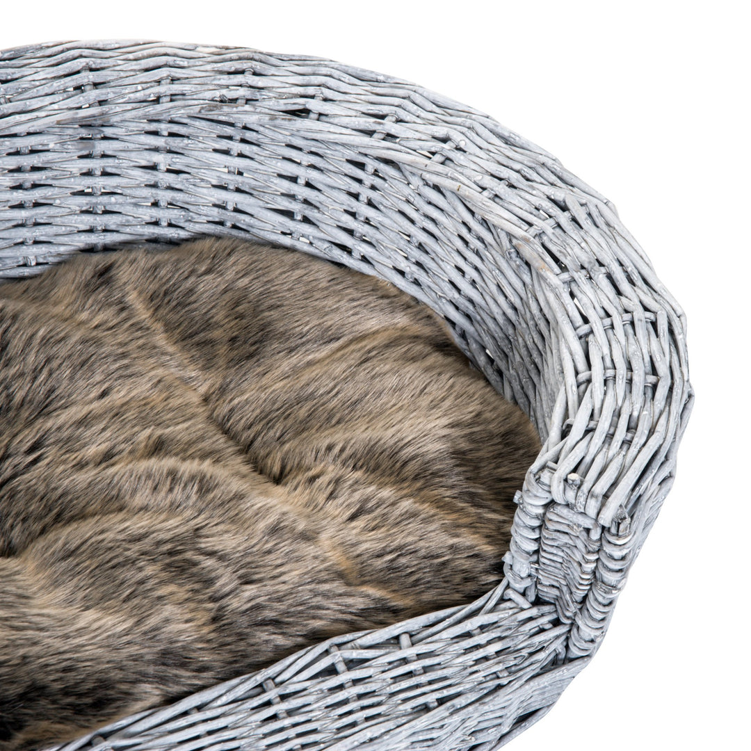 Pet Basket Sofa Bed, 57Lx46Wx17.5H cm, Willow Rattan-Grey