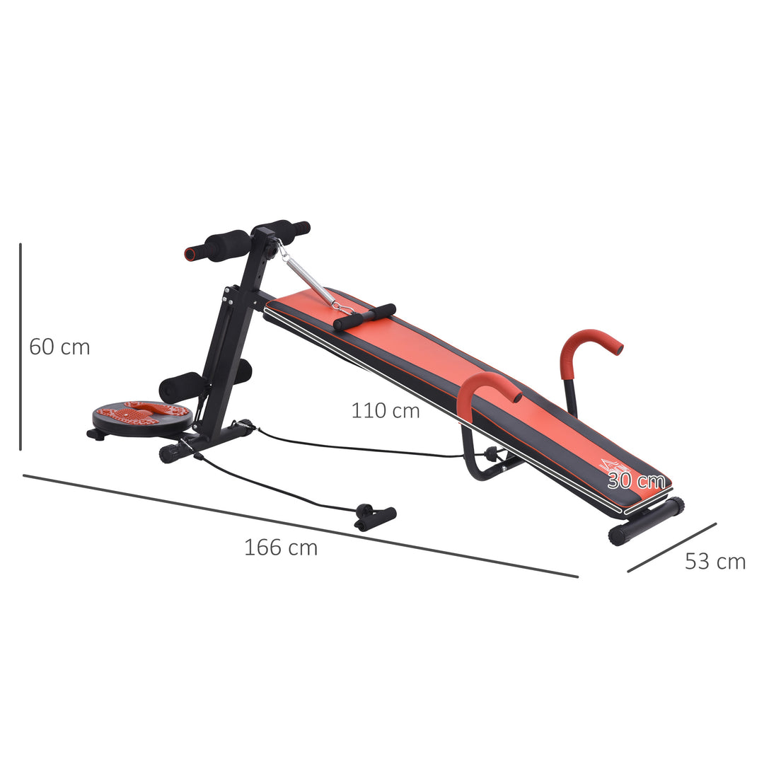 HOMCOM Multifunctional Sit Up and Dumbbell Bench Exercise with Resistant Rope and Twist Waist Disc for Home, Office and Gym