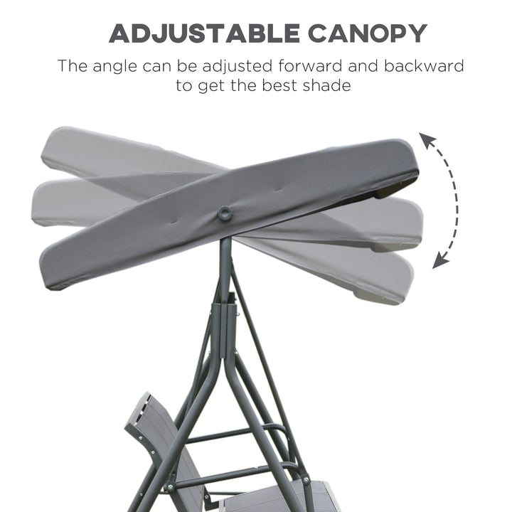 Outsunny 3 Seater Swing Chair Garden Swing Seat Outdoor Hammock w/ Canopy Steel Frame - Grey
