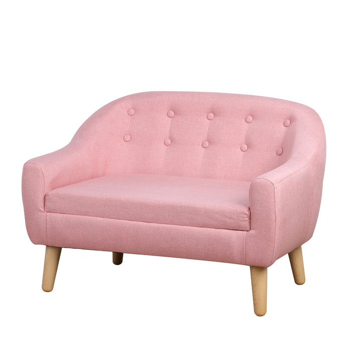 Kids Mini Sofa Children Armchair Seating Chair Bedroom Playroom Furniture Wood Frame Pink