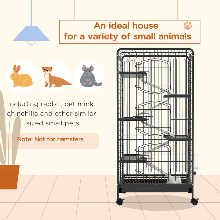 PawHut Five-Level Removable Small Animal Cage, 131cm - Black