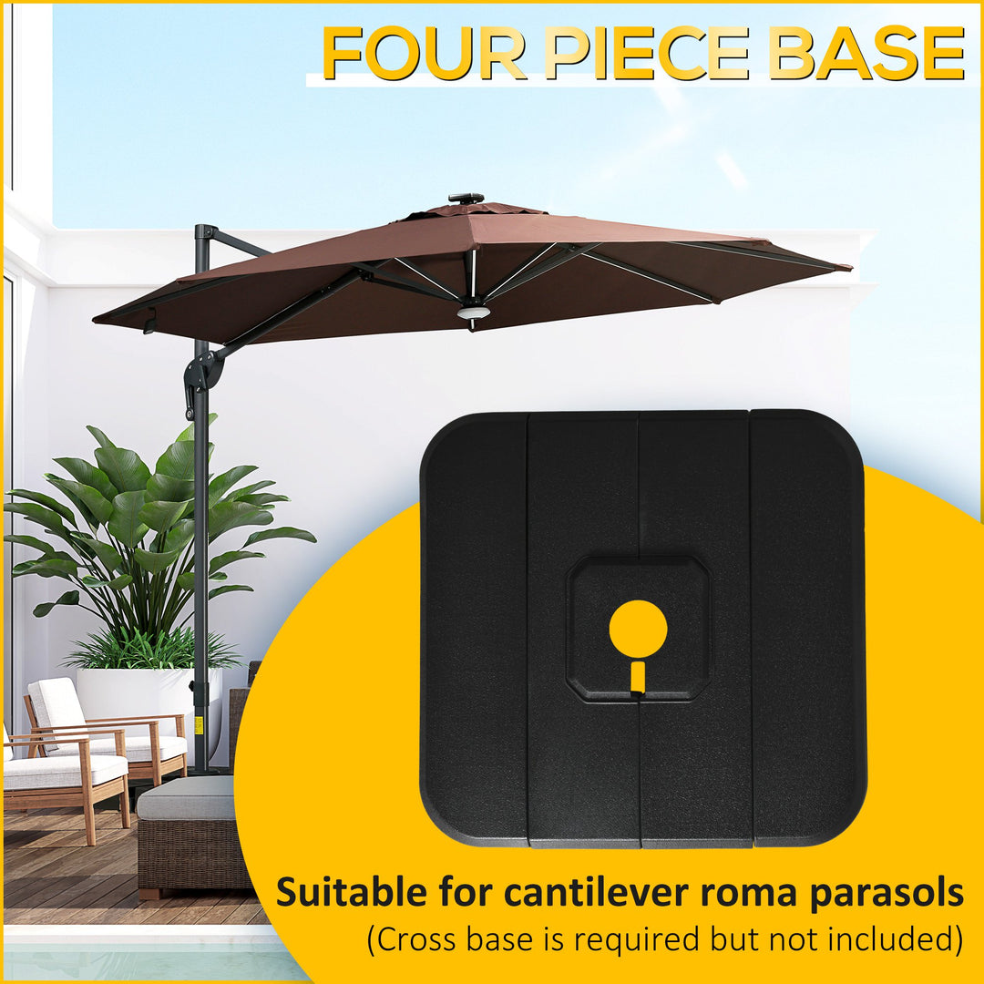 Set of 4 Cantilever Parasol Base Stand Outdoor Umbrella Weights, Can Be Filled with Sand or Water, Black