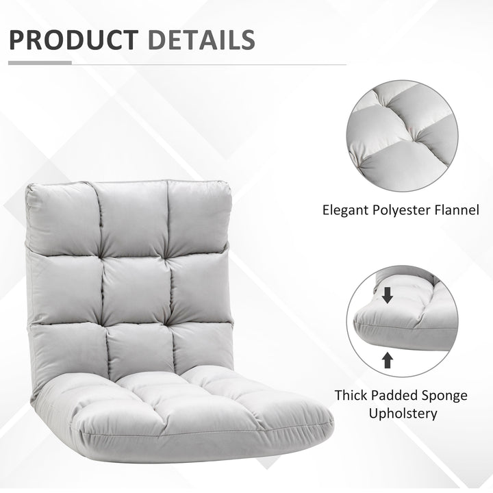 Folding Lazy Floor Sofa Chair Lounge Seat Gaming Couch Bed for Living Room, Home Office, Balcony, Grey