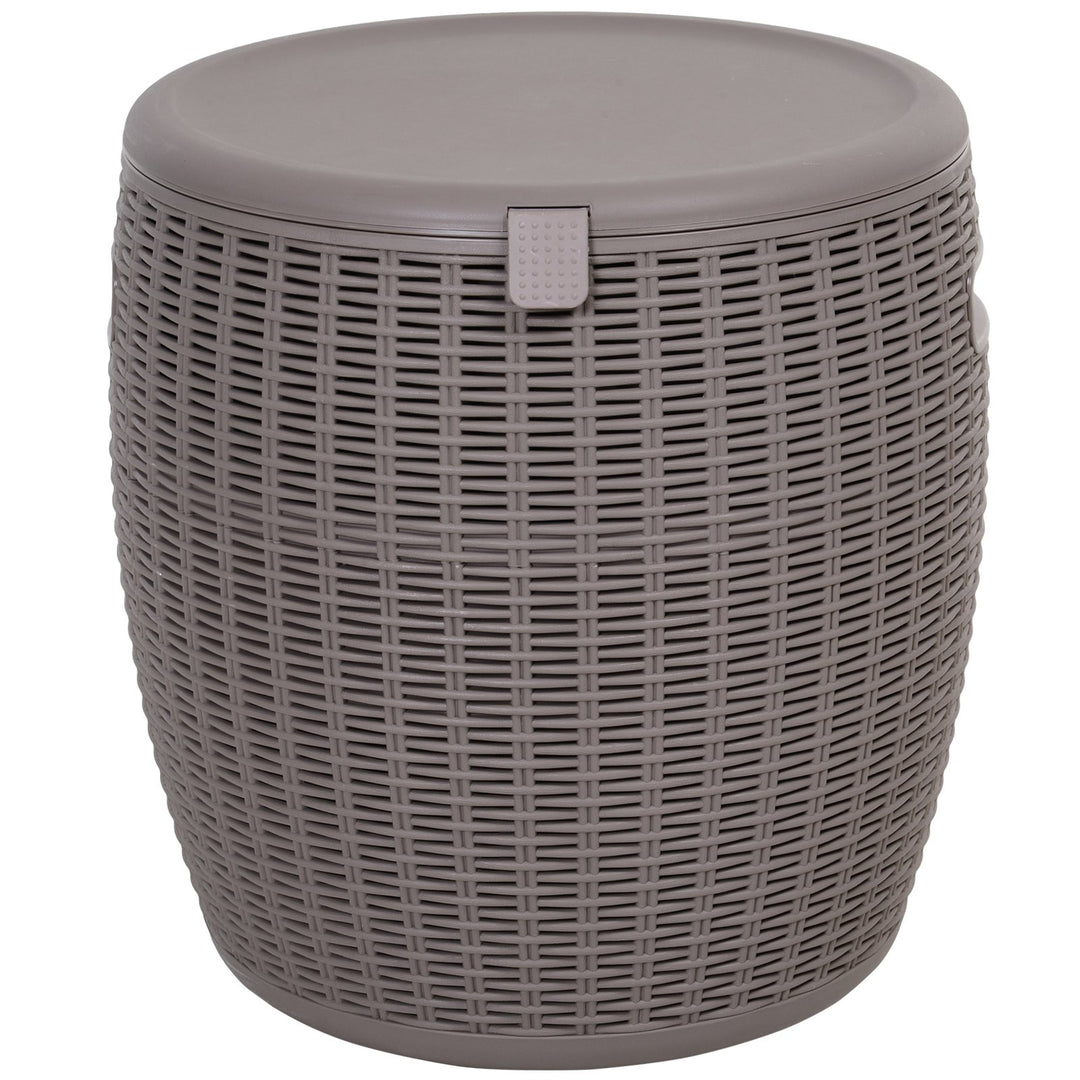 45L Outdoor Rattan-Effect Lift-Top Ice Cooler Table Grey