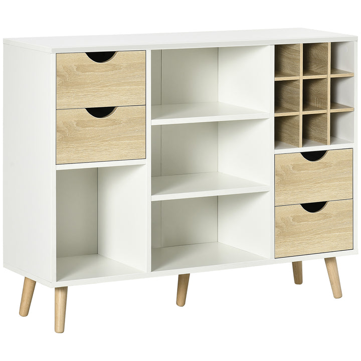 Modern Kitchen Sideboard, Buffet Table with Removable Wine Rack, Drawers and Open Compartments for Living Room, Dining Room, Natural
