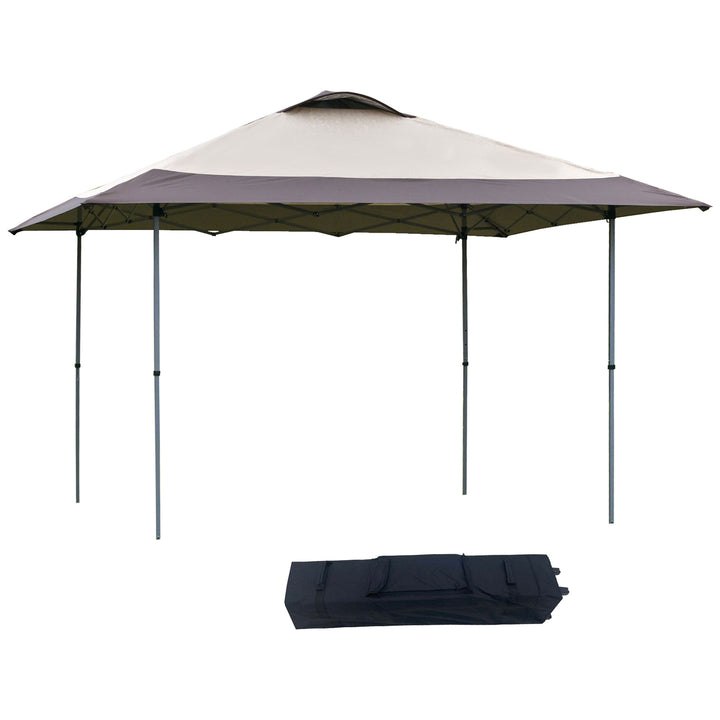 Outsunny 4 x 4m Pop-up Canopy Gazebo Tent with Roller Bag &amp; Adjustable Legs Outdoor Party, Steel Frame, Brown