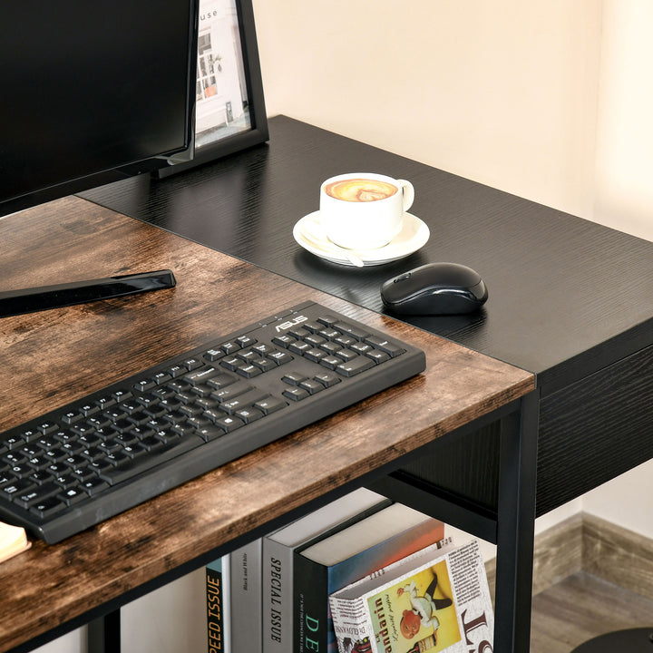 Computer Desk, Home Office Workstation for Study, Writing with CPU Stand and Drawer, Steel Frame, 120x60x75cm