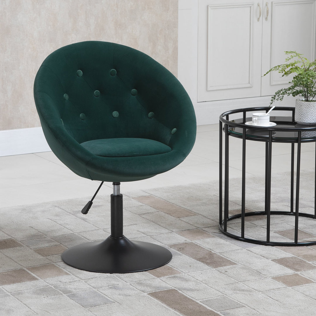 Dining Height Bar Stool Velvet-Touch Tufted Fabric Adjustable Height Armless Counter Chairs with Swivel Seat, Green