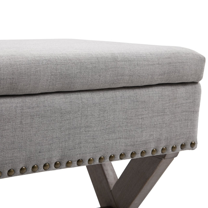Elegant Storage Stool Ottoman Bentwood Frame, Grey