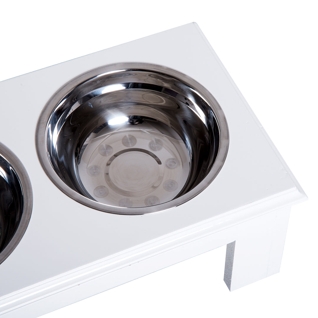 Pawhut Stainless Steel Pet Feeder, 43.7Lx24Wx15H cm-White