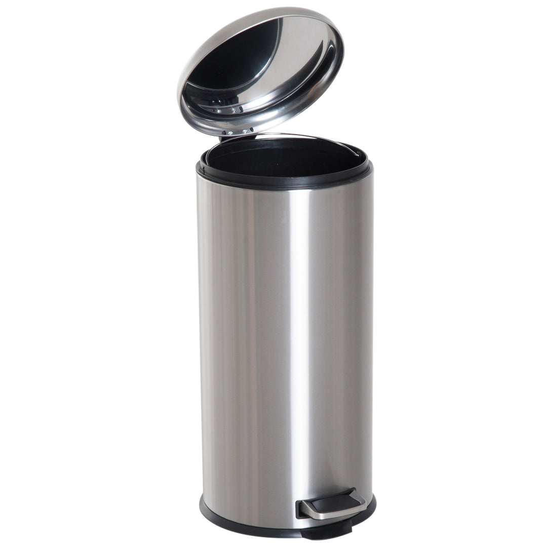 Foot Pedal Bin Stainless Steel Metal Waste Rubbish Lid Kitchen Garbage 30L