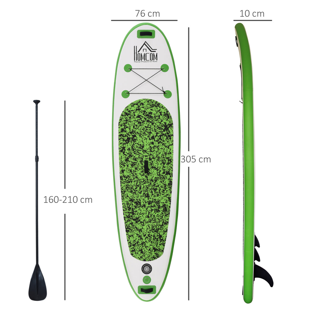 Blow up Paddle Board Surfing Non-Slip Panel with Air Pump Beach- White, Green