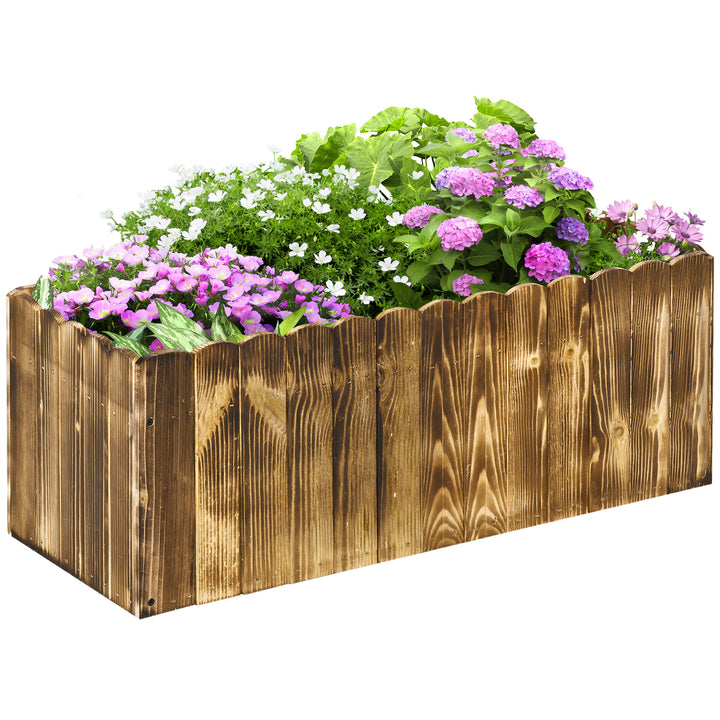 70L Garden Flower Raised Bed Pot Wooden Outdoor Large Rectangle Planter Vegetable Box Outdoor Herb Holder Display (80L x 33W x 30H (cm))