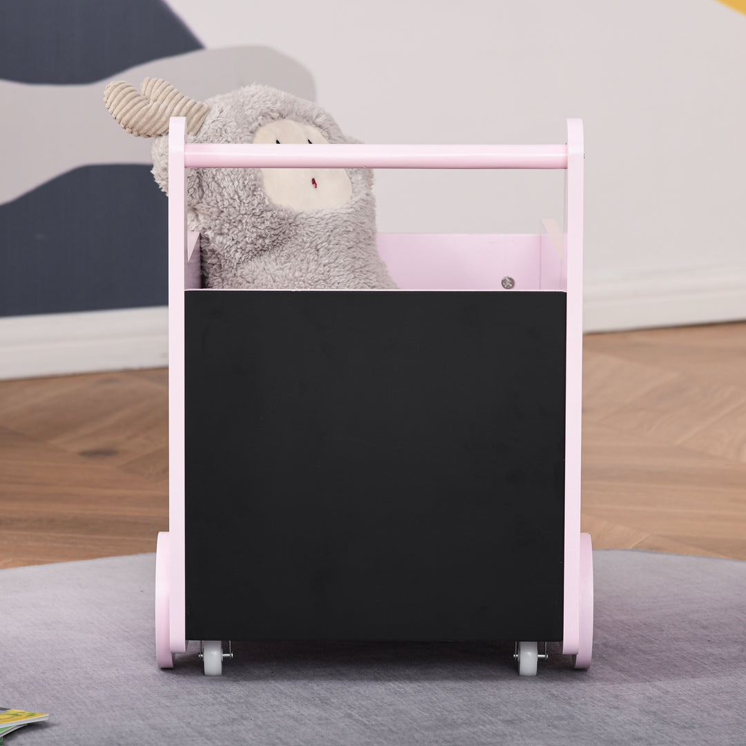 Kids Toys Storage Cabinet Rolling Storage Cart on Wheels Craft Storage Containers Bins Can Move everywher for Toddlers 1-4 Years Old, Pink