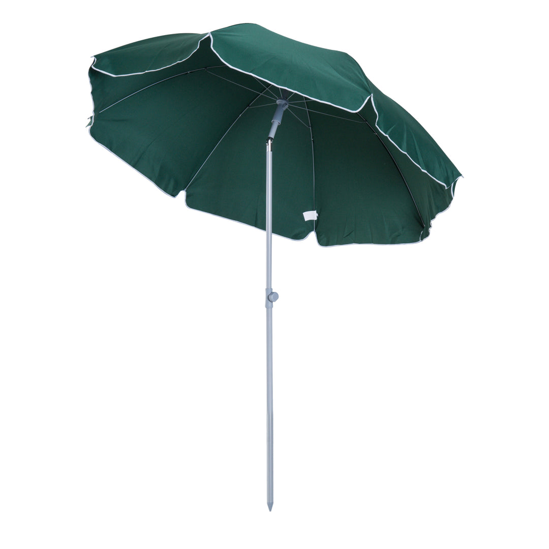 Outsunny Beach Umbrella Parasol,φ2.2m, Steel-Dark Green