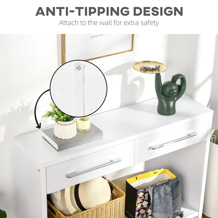 Console Table with Shelf and  Drawer, Contemporary Hallway Table for Living Room, Entryway, White