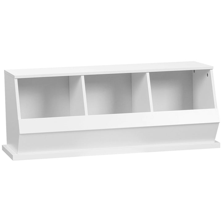 Storage Cabinet, Kitchen Cabinet 3 Compartments, 90L x 36W x 35H cm, White