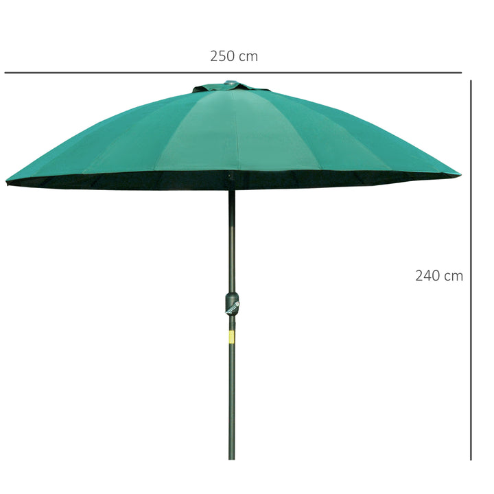 Outsunny Ф255cm Patio Parasol Umbrella Outdoor Market Table Parasol with Push Button Tilt Crank and Sturdy Ribs for Garden Lawn Backyard Pool Green