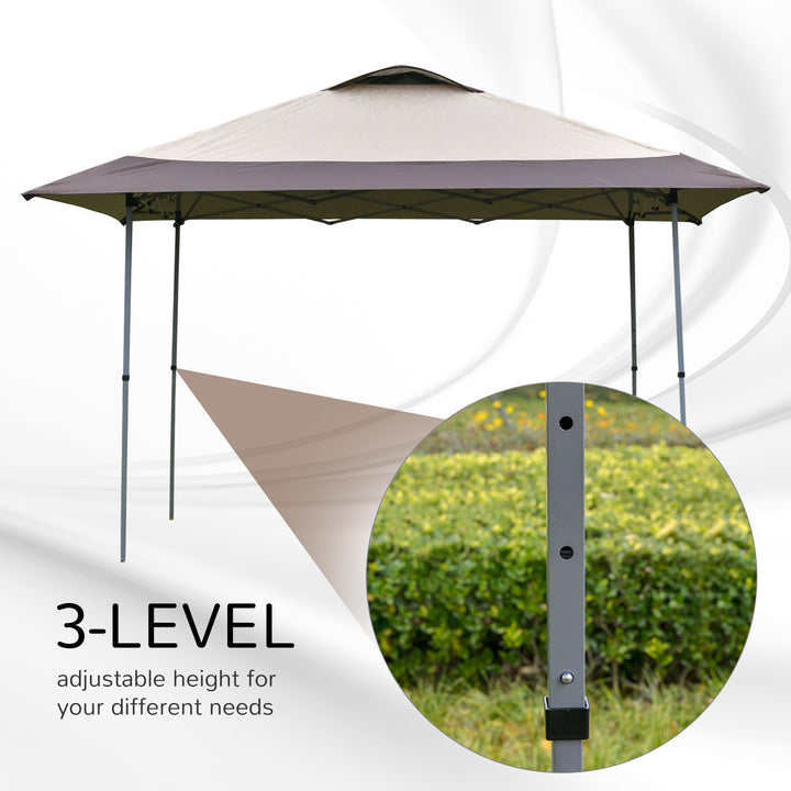 Outsunny 4 x 4m Pop-up Canopy Gazebo Tent with Roller Bag &amp; Adjustable Legs Outdoor Party, Steel Frame, Brown