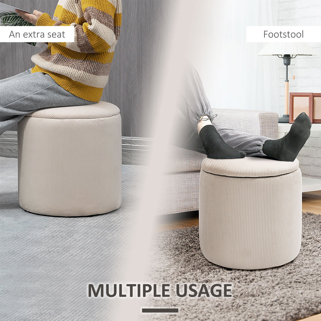 Modern Storage Ottoman with Removable Lid, Fabric Storage Stool, Foot Stool, Dressing Table Stool, Set of 2, White