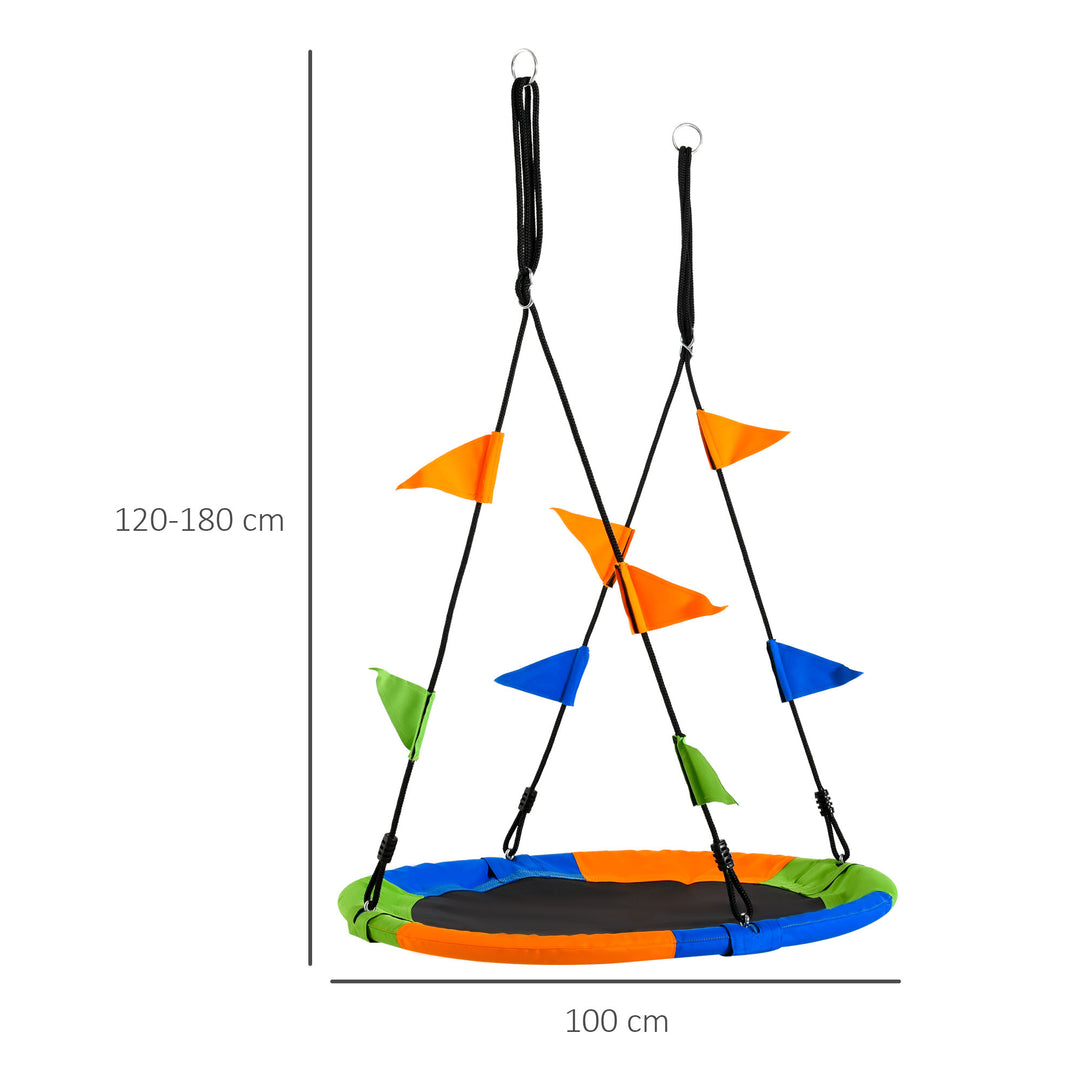 Saucer Tree Kids Swing Set with Adjustable Rope Waterproof Seat Steel Frame Backyard