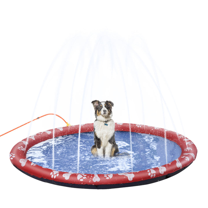 PawHut Splash Pad Sprinkler Mat for Pets Dog Bath Pool Water Game Mat Outdoor