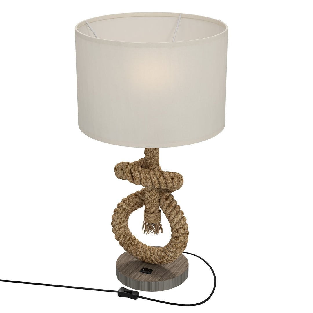 Nautical LED Table Lamp with USB Charging Port, Bedside Desk Lamp for Bedroom, Living Room, Home Office