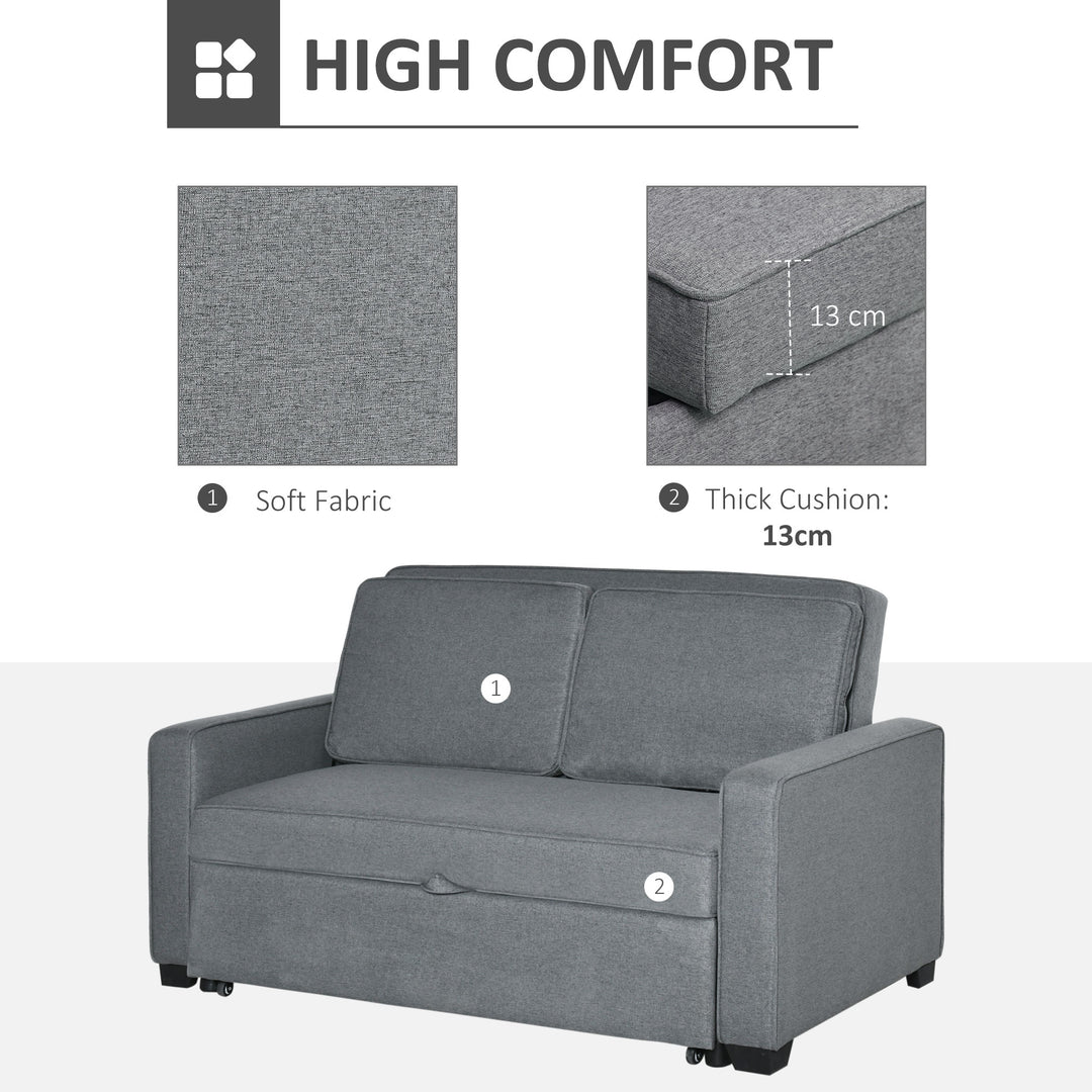HOMCOM Two Seater Sofa Bed Convertible Loveseat Couch Sleeper Lounge Click Clack Couch Sleeper Settee for Living Room &amp; Bedroom, Grey
