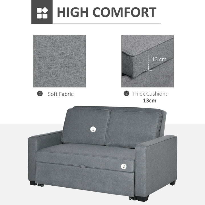 HOMCOM Two Seater Sofa Bed Convertible Loveseat Couch Sleeper Lounge Click Clack Couch Sleeper Settee for Living Room &amp; Bedroom, Grey