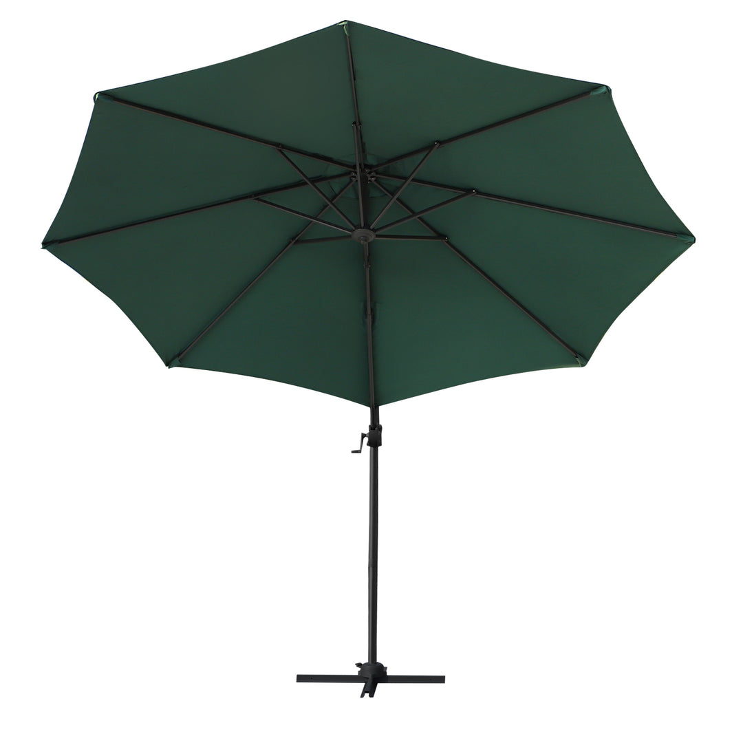 3m Patio Offset Roma Parasol Cantilever Hanging Sun Shade Canopy Shelter 360¡ Rotation with Cross Base - Green