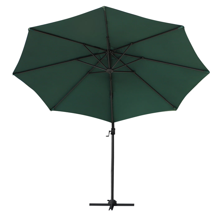 3m Patio Offset Roma Parasol Cantilever Hanging Sun Shade Canopy Shelter 360¡ Rotation with Cross Base - Green
