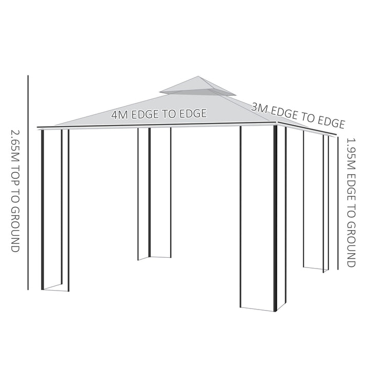 Outsunny 10 x 13ft Outdoor 2-Tier Steel Frame Gazebo with Curtains Outdoor Backyard, Black/Grey
