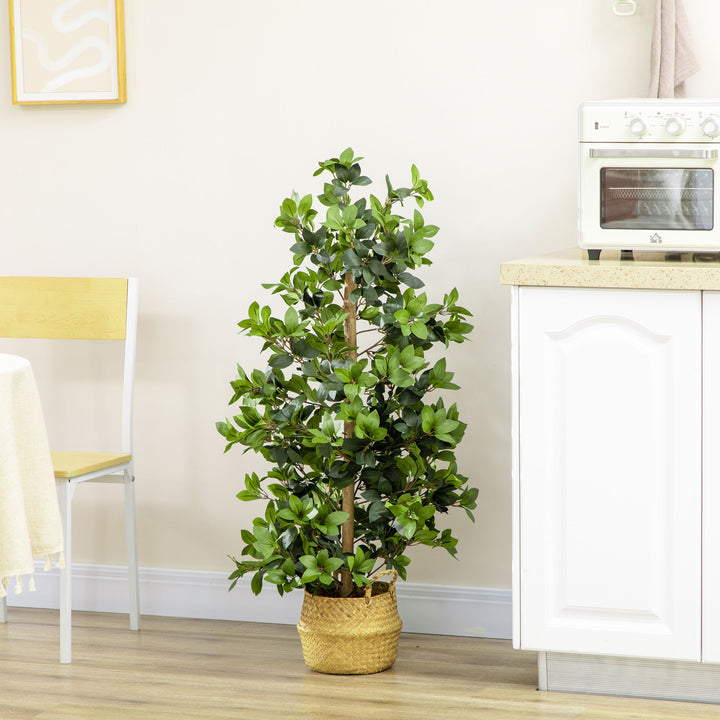 Artificial Plants Bay Leaf Laurel in Pot Fake Plants for Home Indoor Outdoor Decor, 16x16x120cm, Green