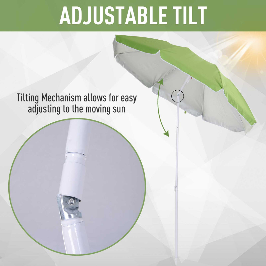 Tilted Steel Frame Beach Parasol- Green