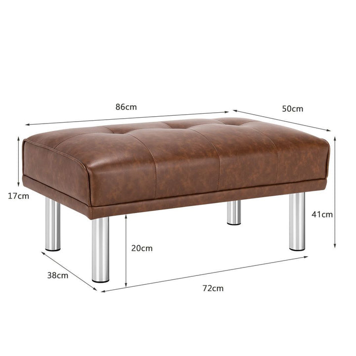 Leather Tufted Upholstered Ottoman BenchCoffee