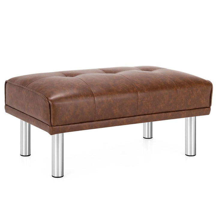 Leather Tufted Upholstered Ottoman BenchCoffee
