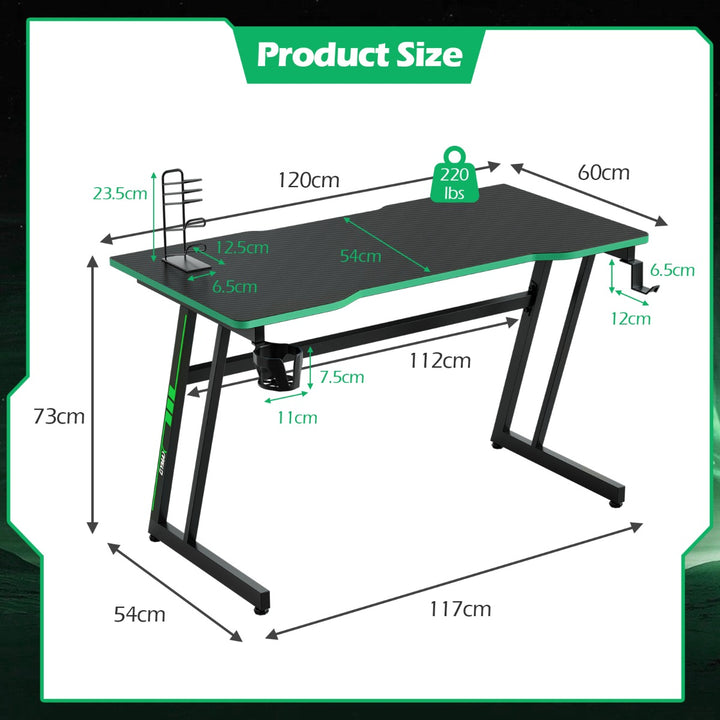 Computer Desk with Headphone Hook-Green