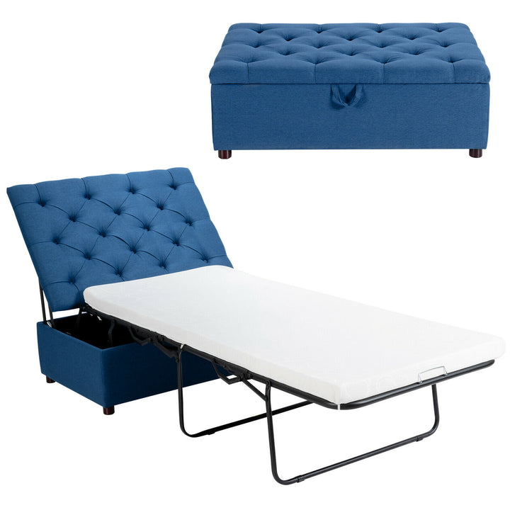 Convertible Sofa Bed with Mattress for Home and Office-Blue