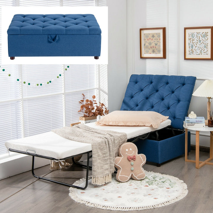 Convertible Sofa Bed with Mattress for Home and Office-Blue