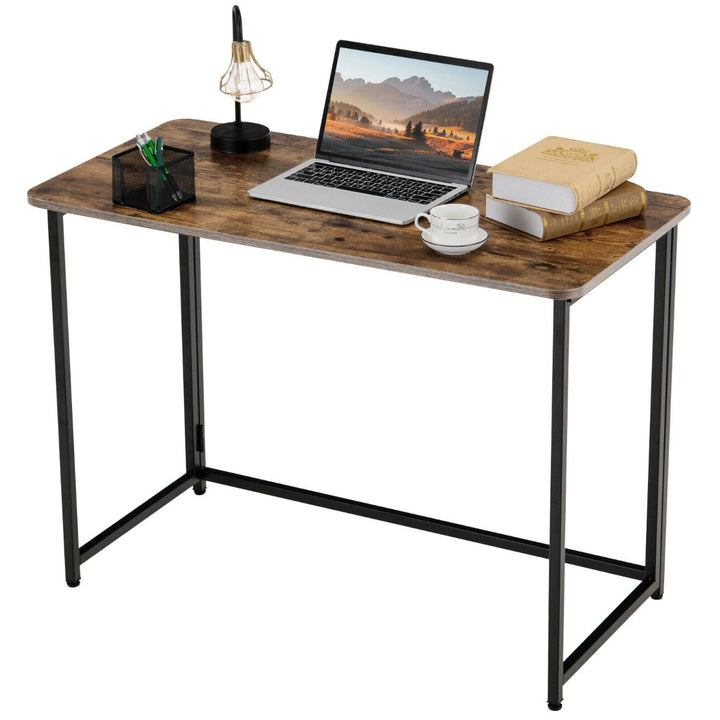 Folding Industrial Wooden Computer Desk for Home Office Study Work