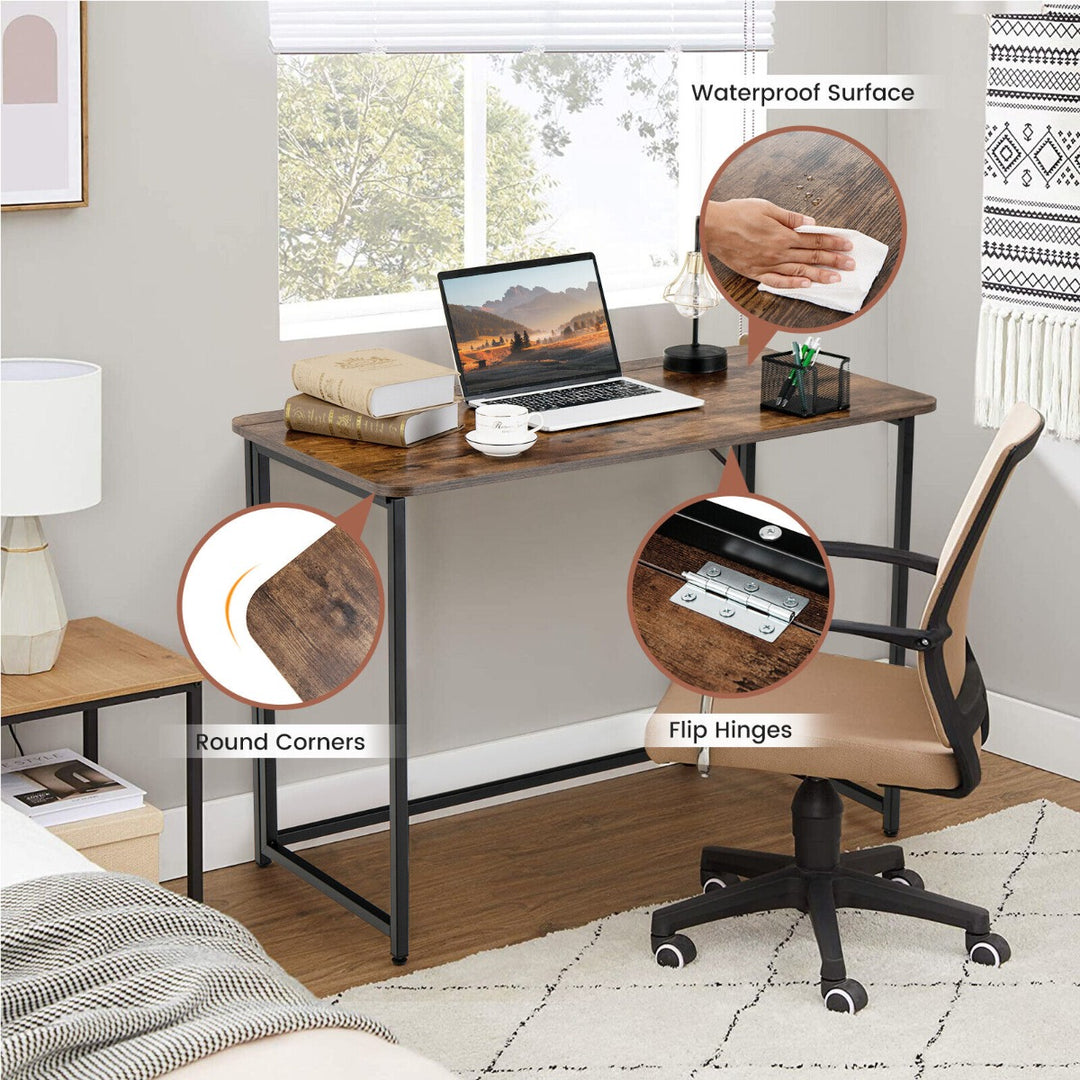 Folding Industrial Wooden Computer Desk for Home Office Study Work
