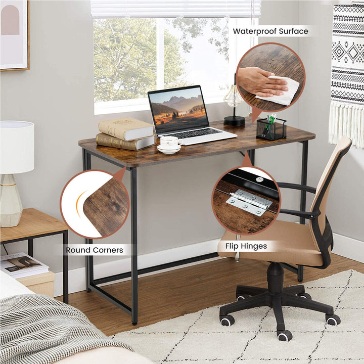 Folding Industrial Wooden Computer Desk for Home Office Study Work