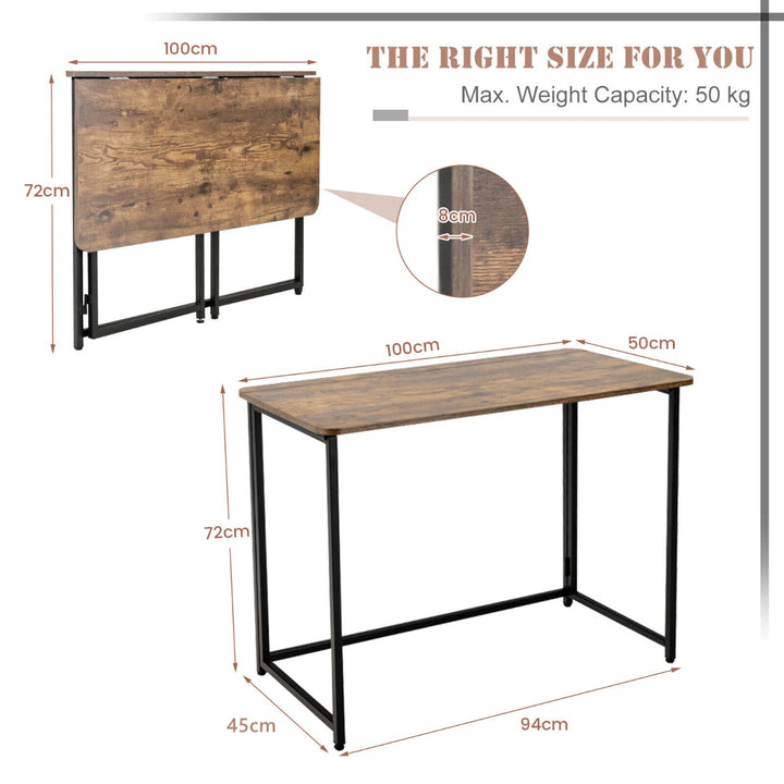 Folding Industrial Wooden Computer Desk for Home Office Study Work