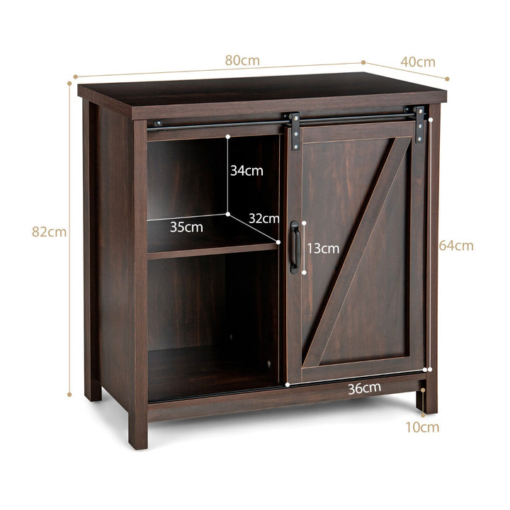 Rustic Sideboard Organizer Freestanding Buffet Storage Cabinet-Brown