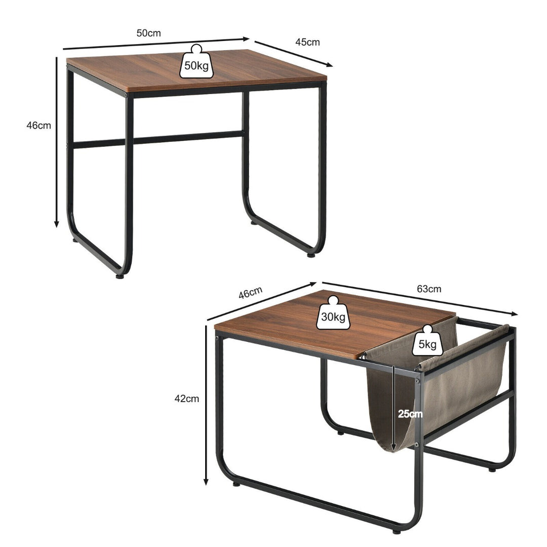 Modern Industrial Nesting Coffee Table Set-Brown